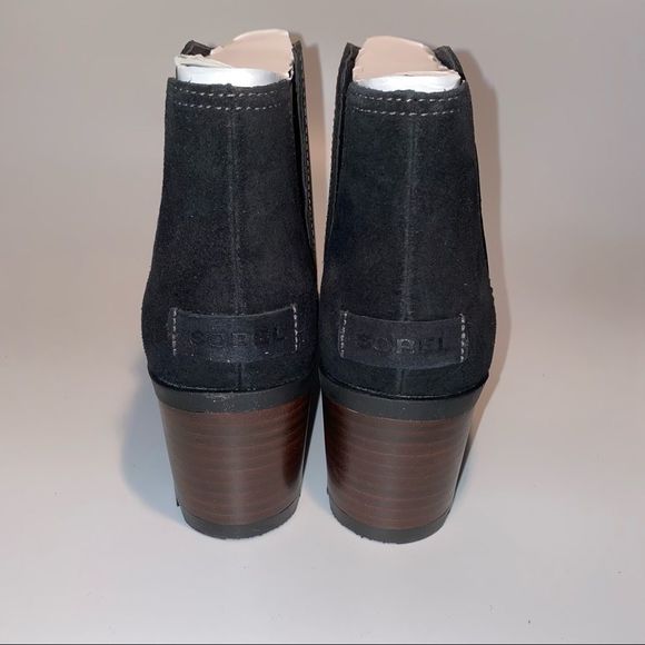 Sorel Cate Cut Out Ankle Boots Block Heel Black - Picture 4 of 5